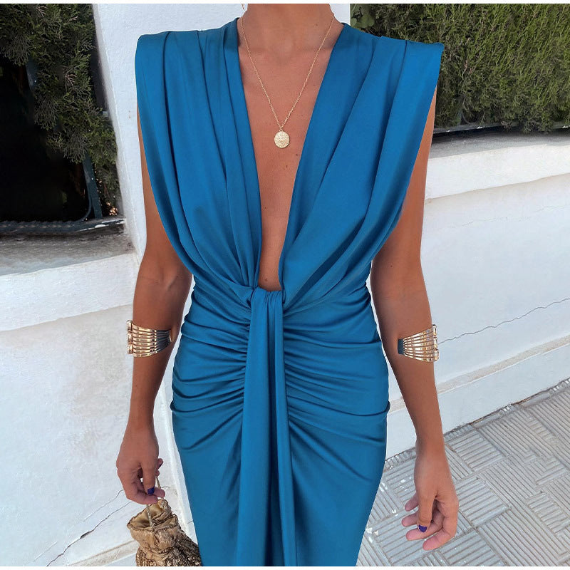 Crocetta™ | Elegant Dress with Deep Neckline