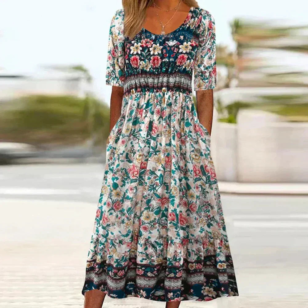Bohemian Floral Plus-Size Summer Dress
