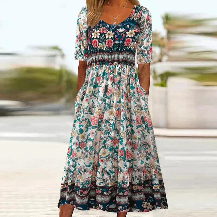 Bohemian Floral Plus-Size Summer Dress
