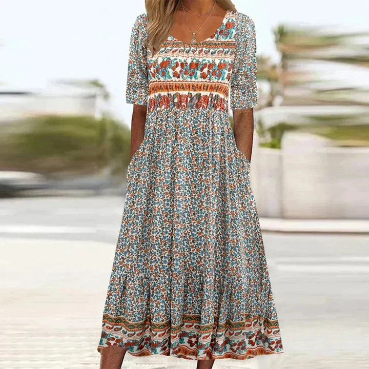 Bohemian Floral Plus-Size Summer Dress
