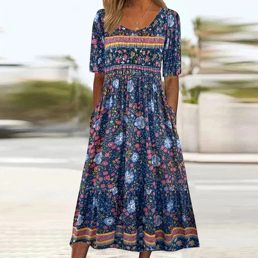 Bohemian Floral Plus-Size Summer Dress
