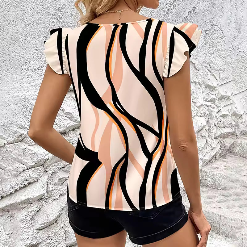 Casual Striped Lace T- Shirt