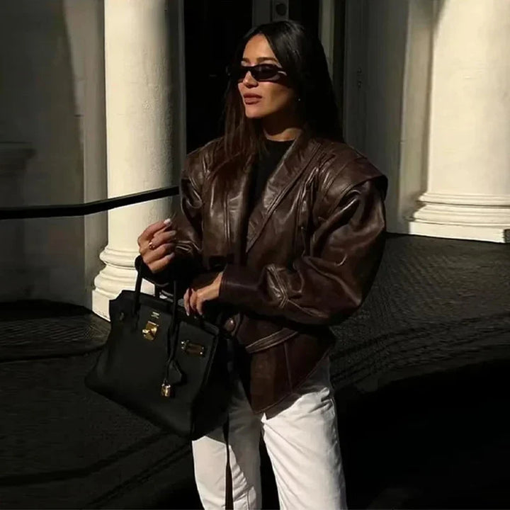 Mackenzie | Women  Leather Jacket | Oversized Fit