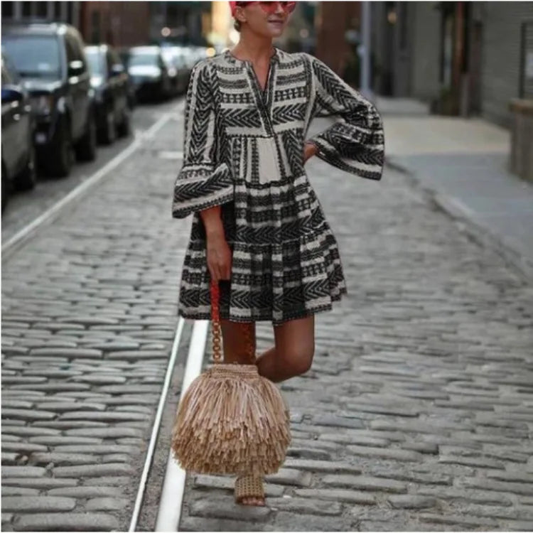 Colorful Boho Striped Dress