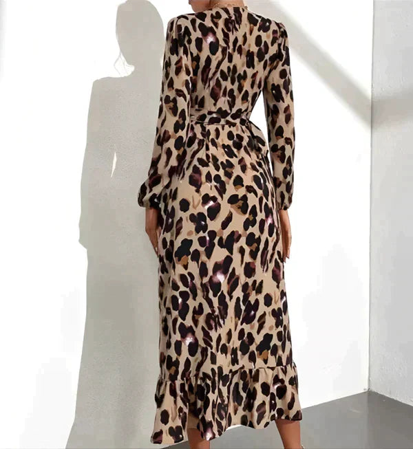 Liza Leopard Print V-Neck Dress