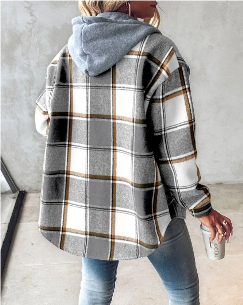 Maddie | Women Checkered Hoodie Jacket | Timeless Fit
