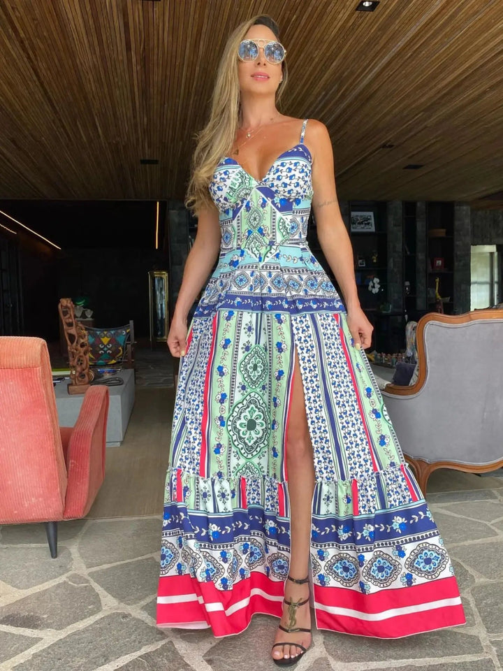 Stylish Floral Maxi Dress with Slit