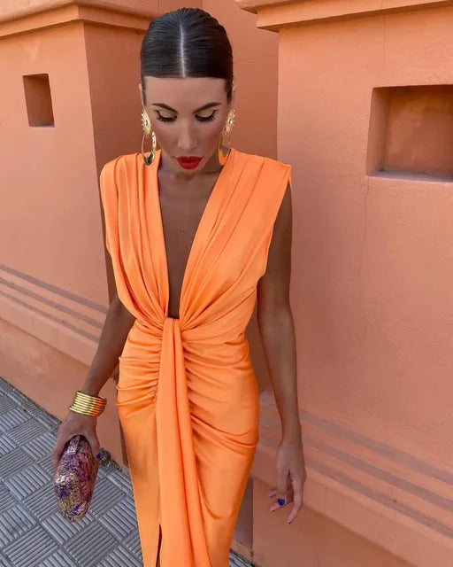 Drape-Detail Bodycon Dress