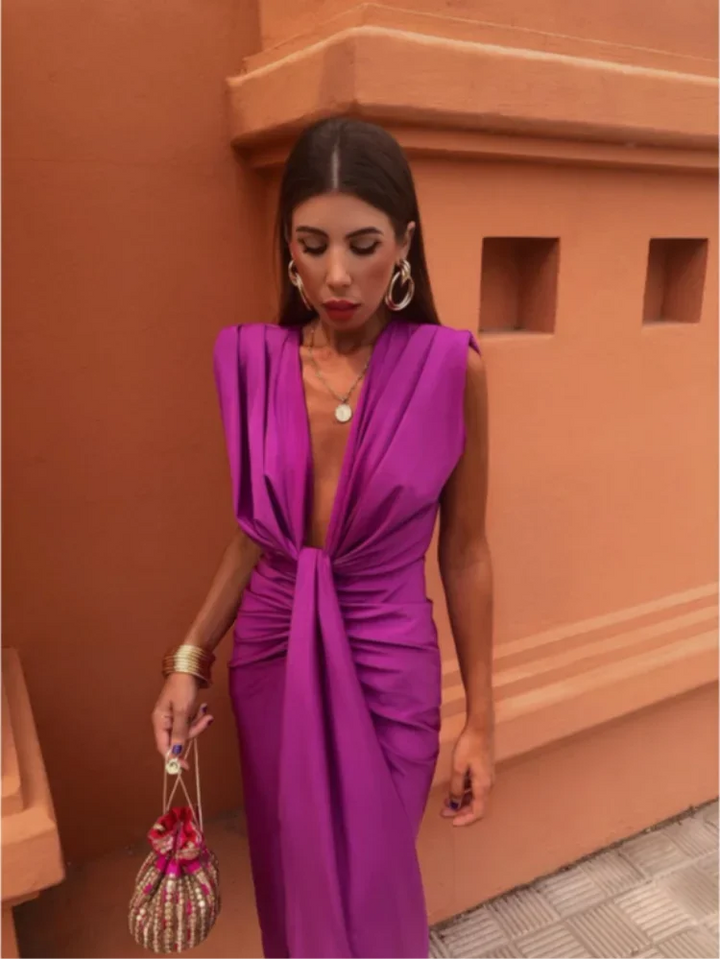 Crocetta™ | Elegant Dress with Deep Neckline