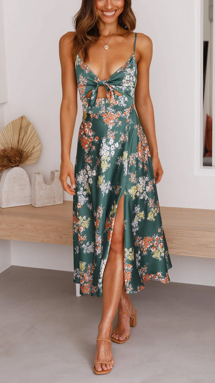 Floral Tie-Front Maxi Dress