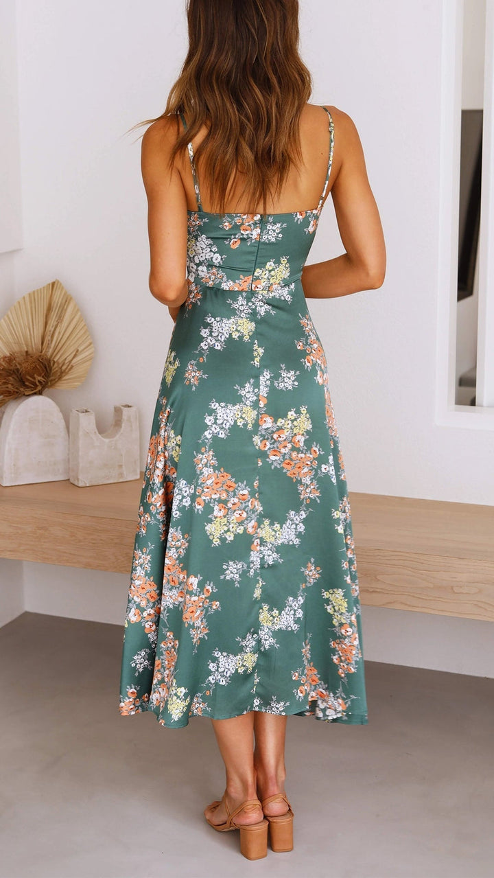 Floral Tie-Front Maxi Dress