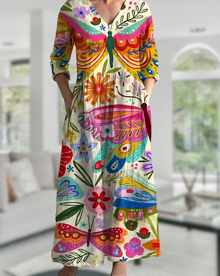 Betty  | Butterfly Print Maxi Dress