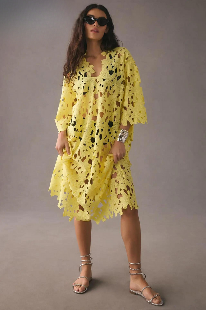 Stylish Laser-Cut A-Line Dress