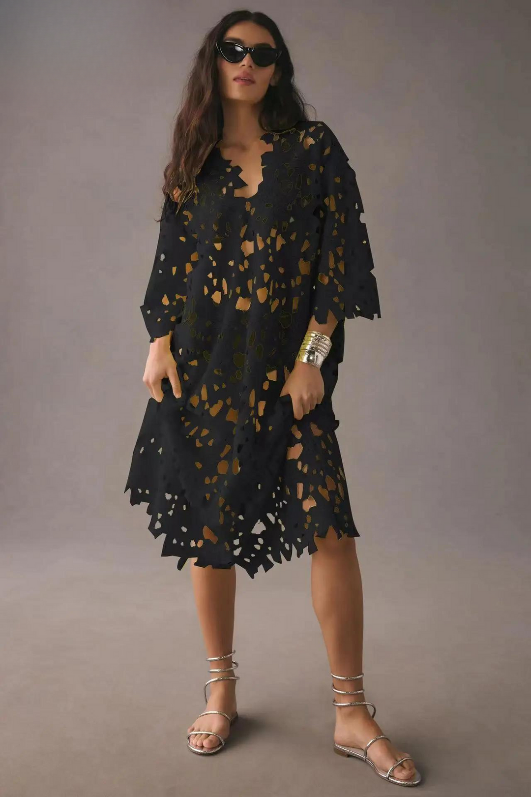 Stylish Laser-Cut A-Line Dress
