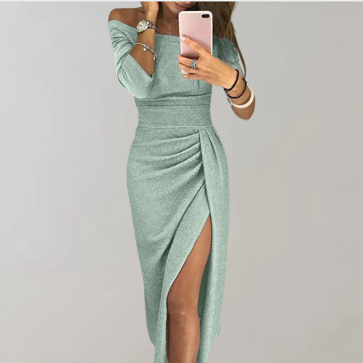 Aurora | Off-Shoulder Glamorous Glitter Dress