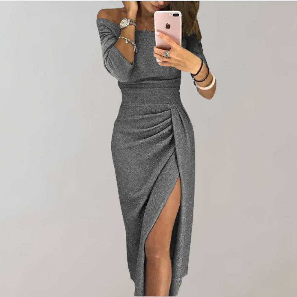 Aurora | Off-Shoulder Glamorous Glitter Dress