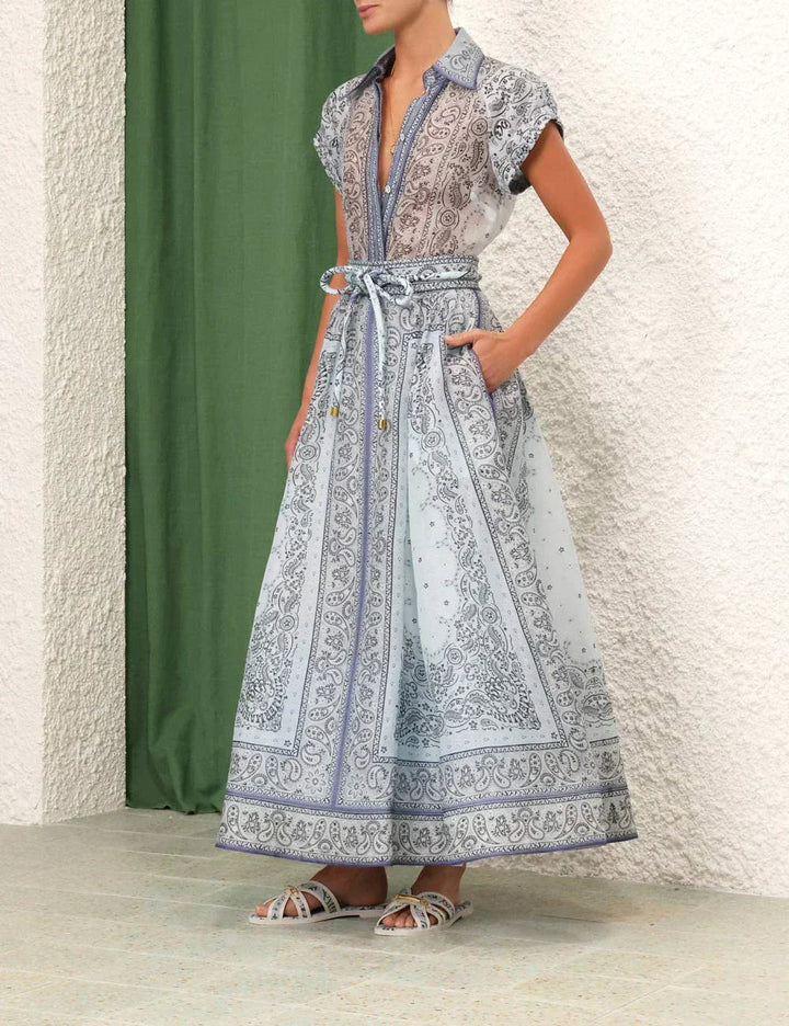 Button-Down Belted Waist Dress