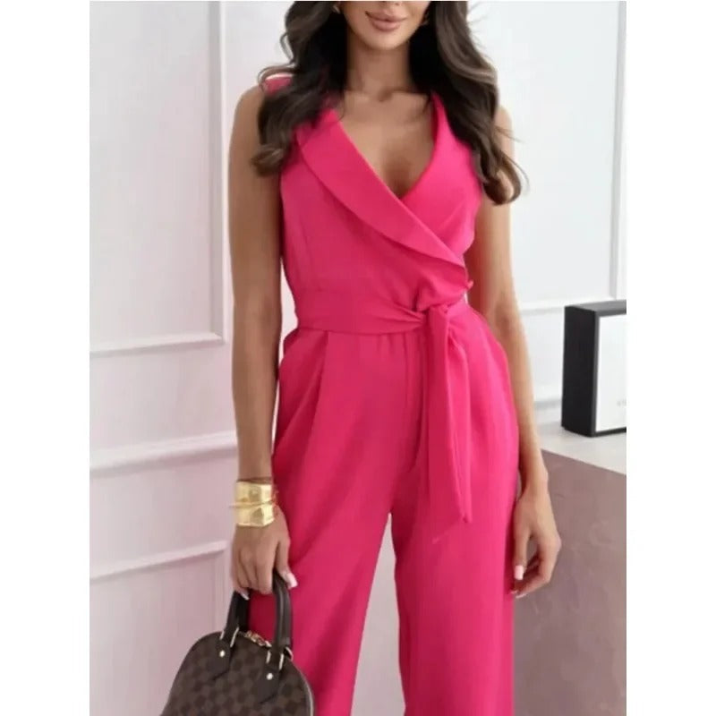 Stylish Wrap-Front Wide-Leg Jumpsuit