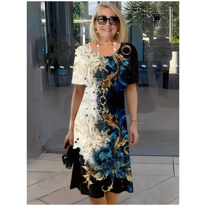 Loose Summer Women’s Dress with 3D Floral Pattern
