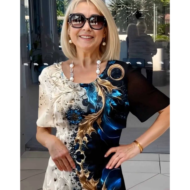 Loose Summer Women’s Dress with 3D Floral Pattern