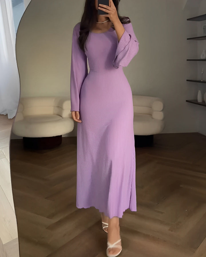Stylish Ribbed Long Sleeve Dress