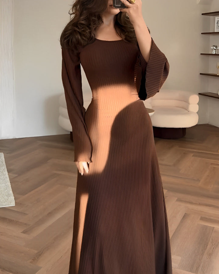 Stylish Ribbed Long Sleeve Dress