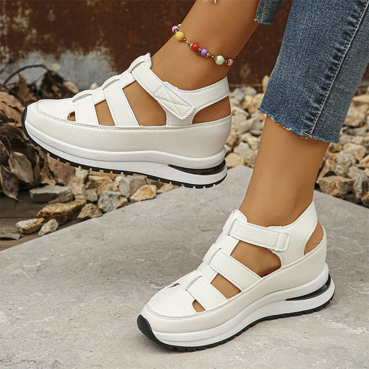 Women's orthopedic sandals with Velcro and closed toes