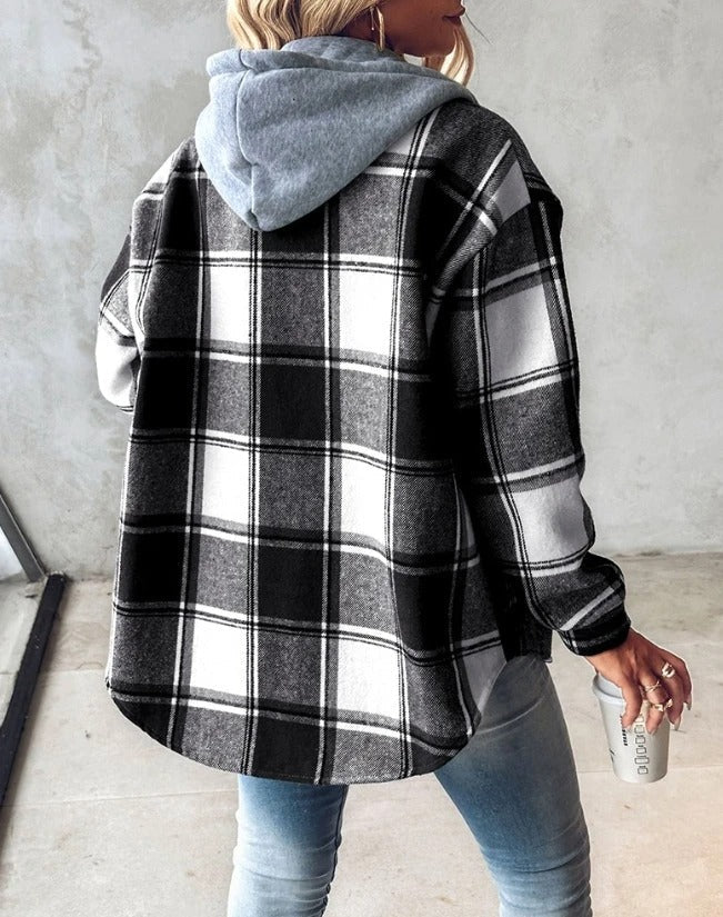 Maddie | Women Checkered Hoodie Jacket | Timeless Fit