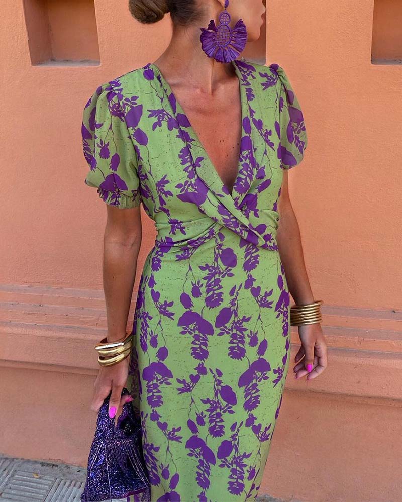 Stylish Floral Wrap Dress