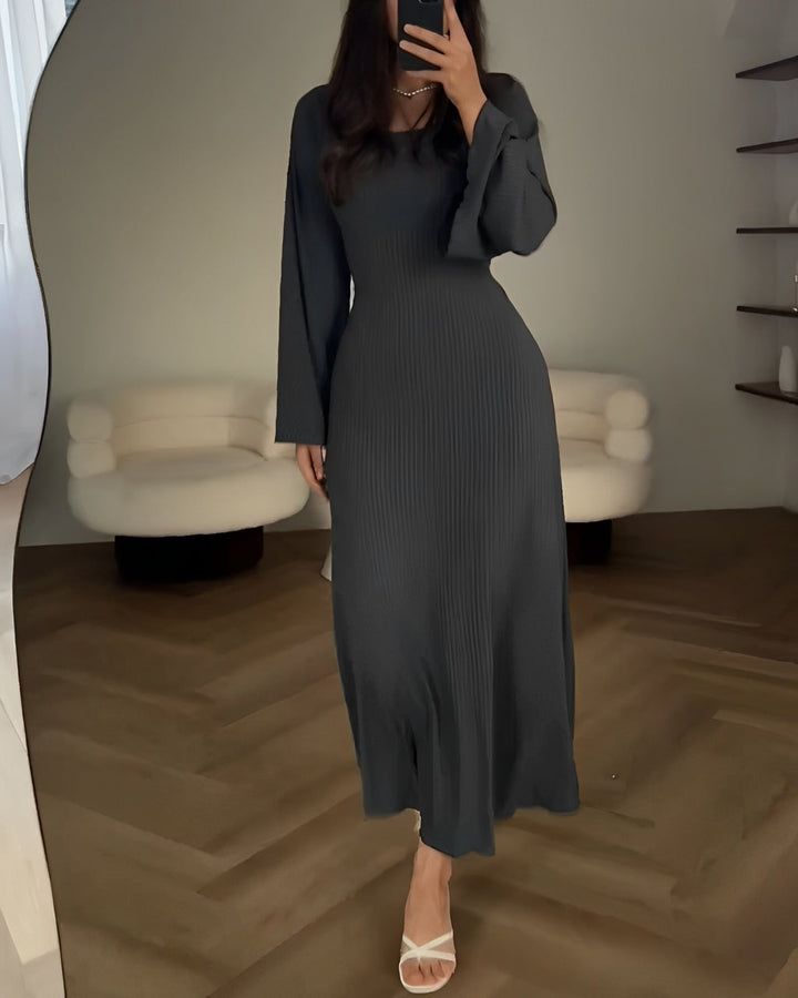 Stylish Ribbed Long Sleeve Dress