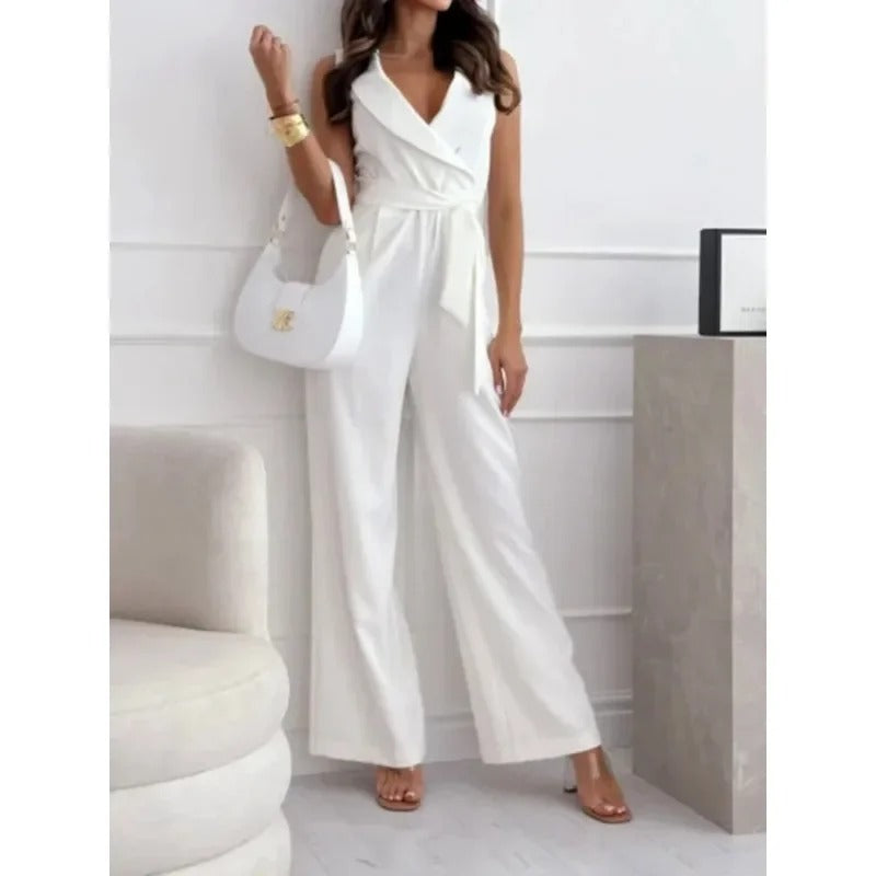 Stylish Wrap-Front Wide-Leg Jumpsuit