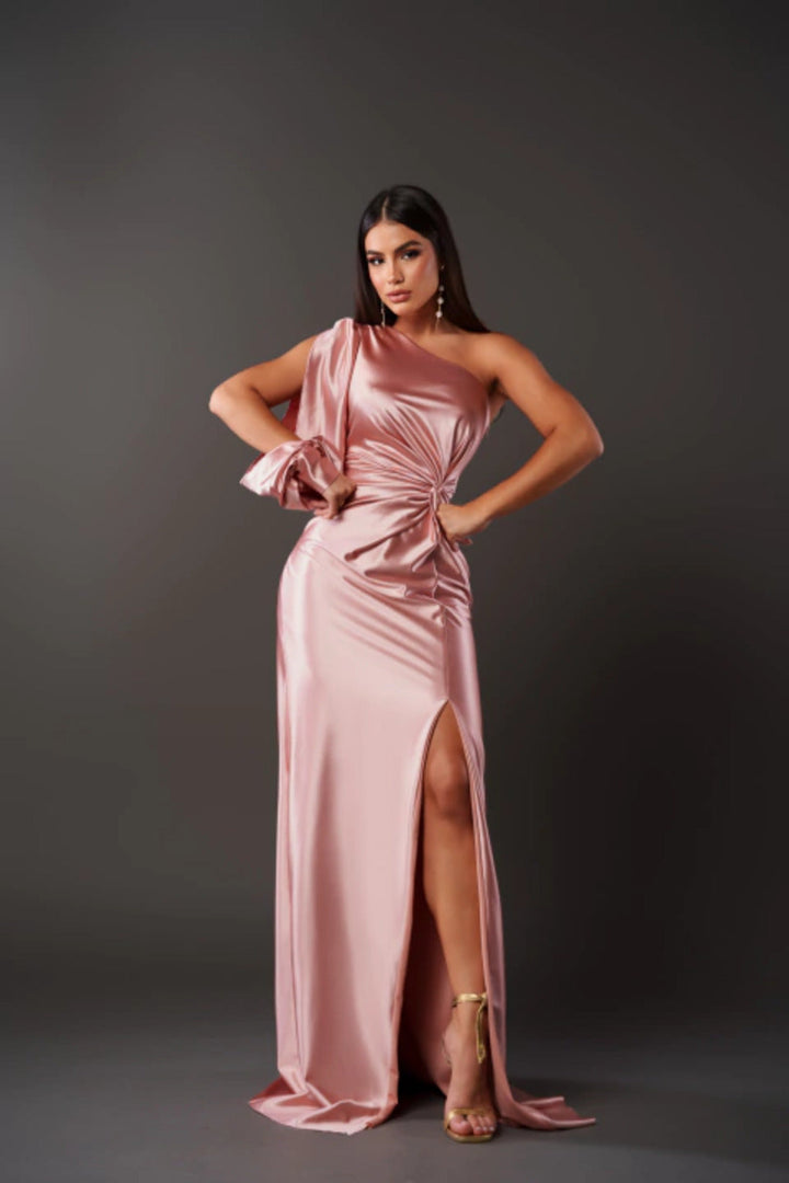 Stylish One-Shoulder Satin Dress