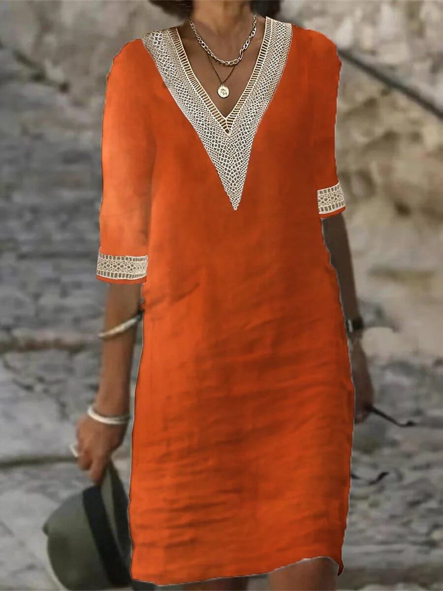 V-Neck Crochet Dress