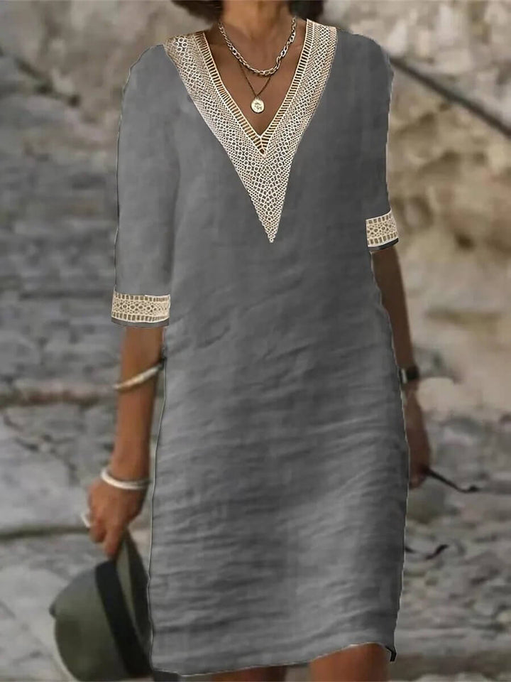 V-Neck Crochet Dress