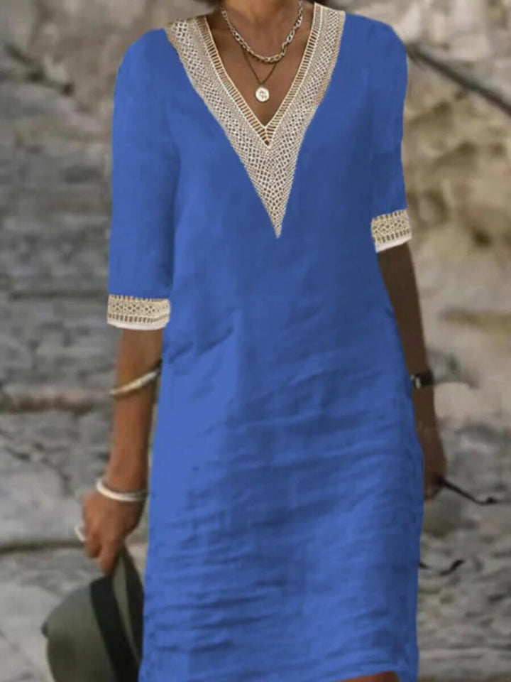 V-Neck Crochet Dress