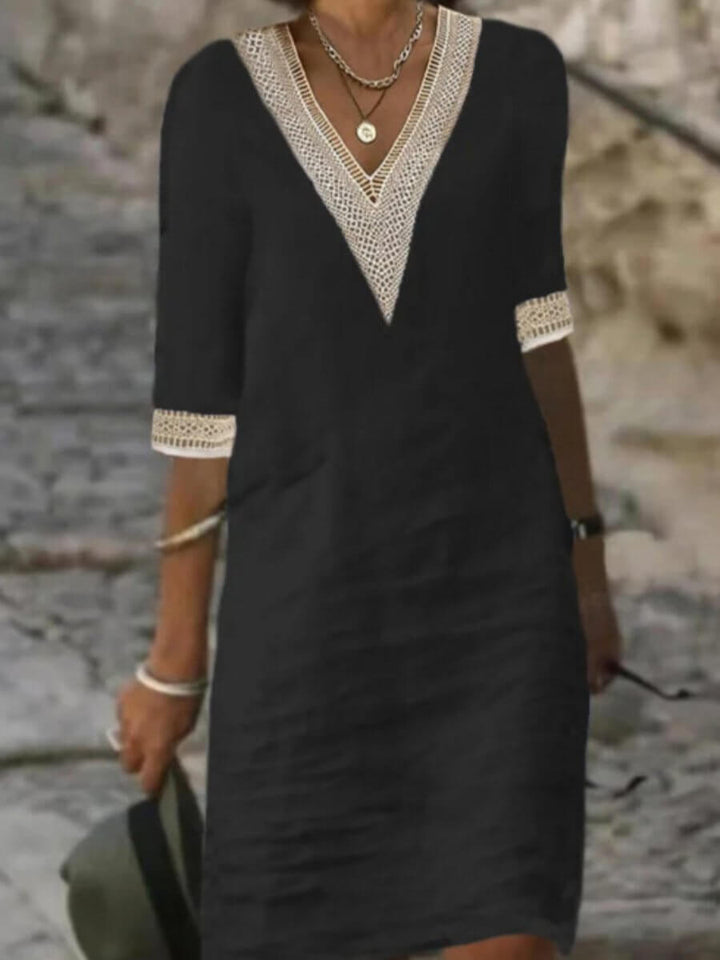V-Neck Crochet Dress
