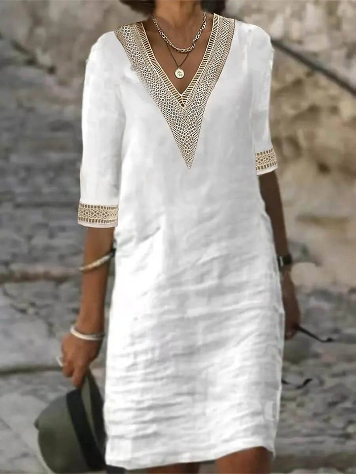 V-Neck Crochet Dress