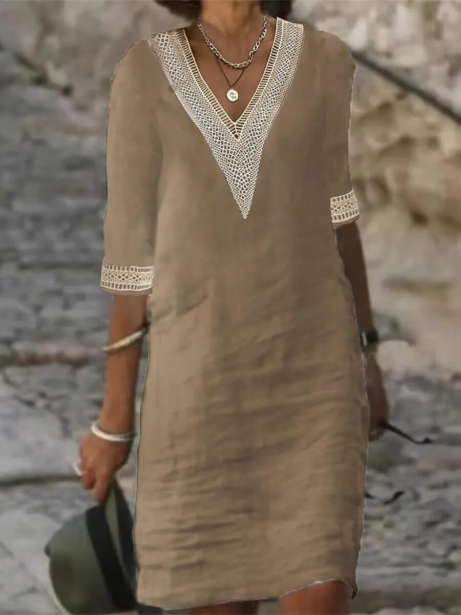 V-Neck Crochet Dress
