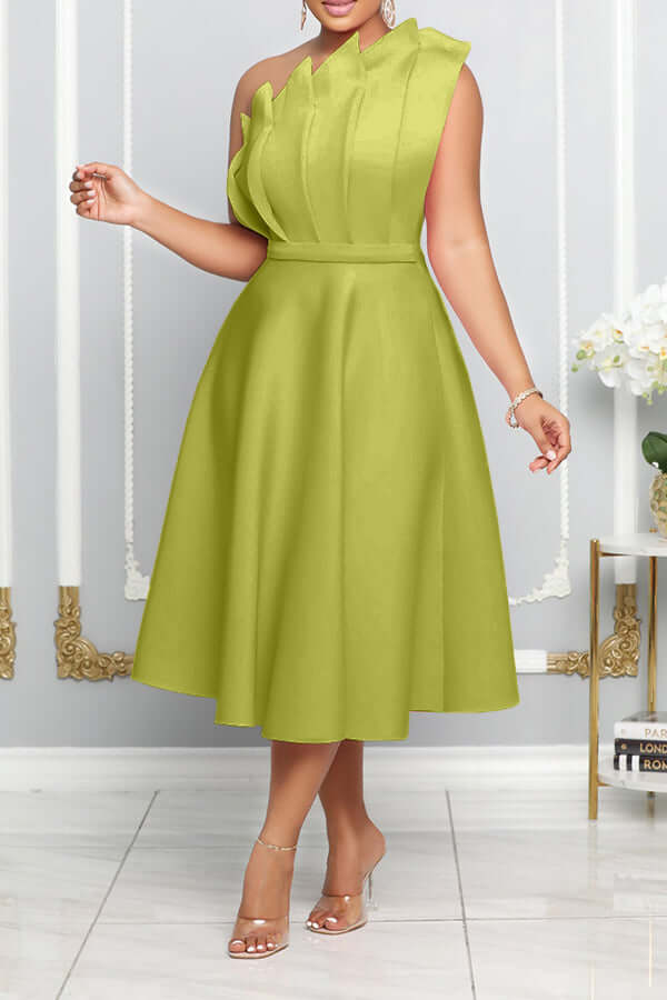 Stylish One-Shoulder Midi Dress