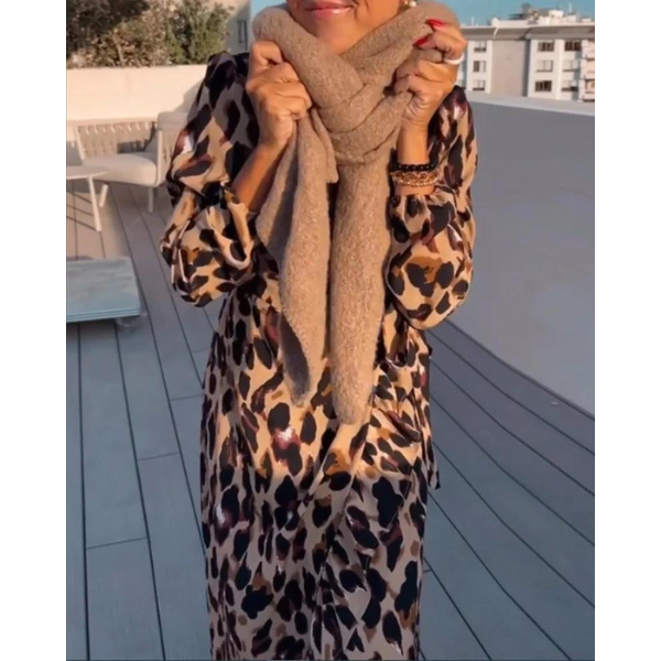 Liza Leopard Print V-Neck Dress