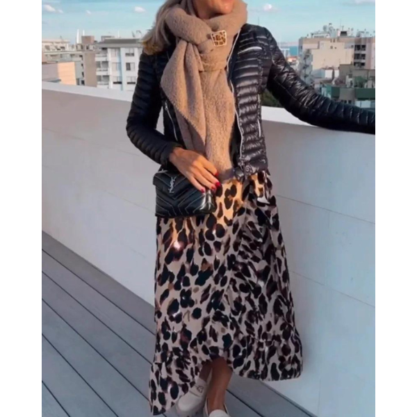 Liza Leopard Print V-Neck Dress