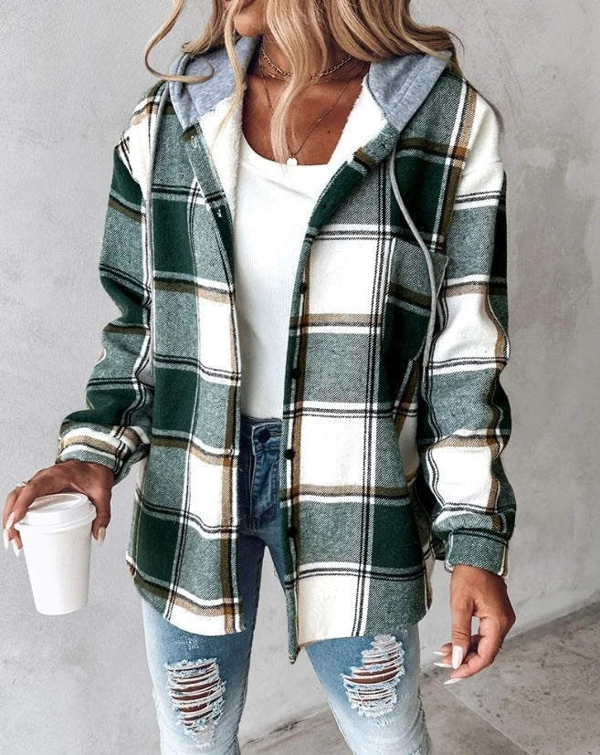 Maddie | Women Checkered Hoodie Jacket | Timeless Fit