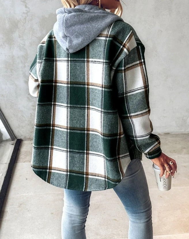 Maddie | Women Checkered Hoodie Jacket | Timeless Fit