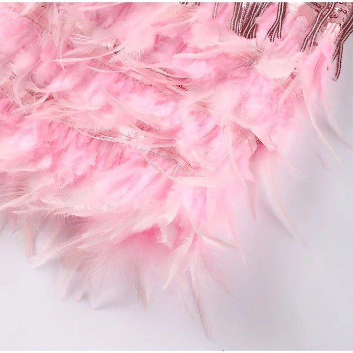 Stylish Fringe Feather Cocktail Dress