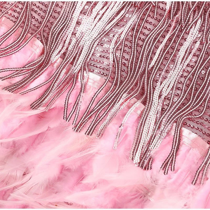Stylish Fringe Feather Cocktail Dress