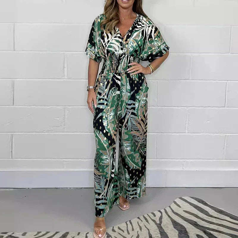 Stylish Tropical Print Jumpsuit