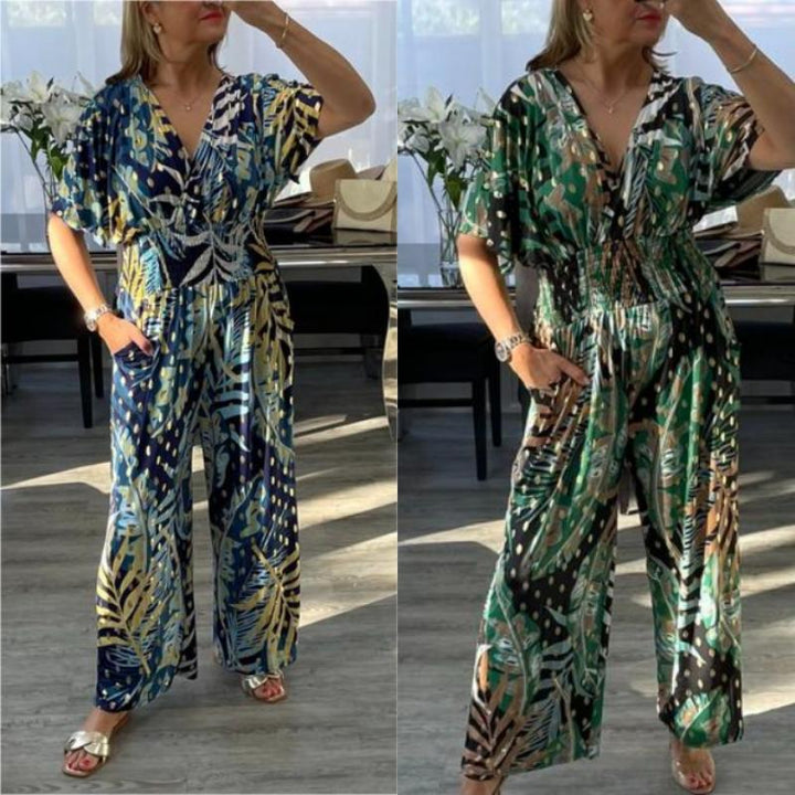 Stylish Tropical Print Jumpsuit