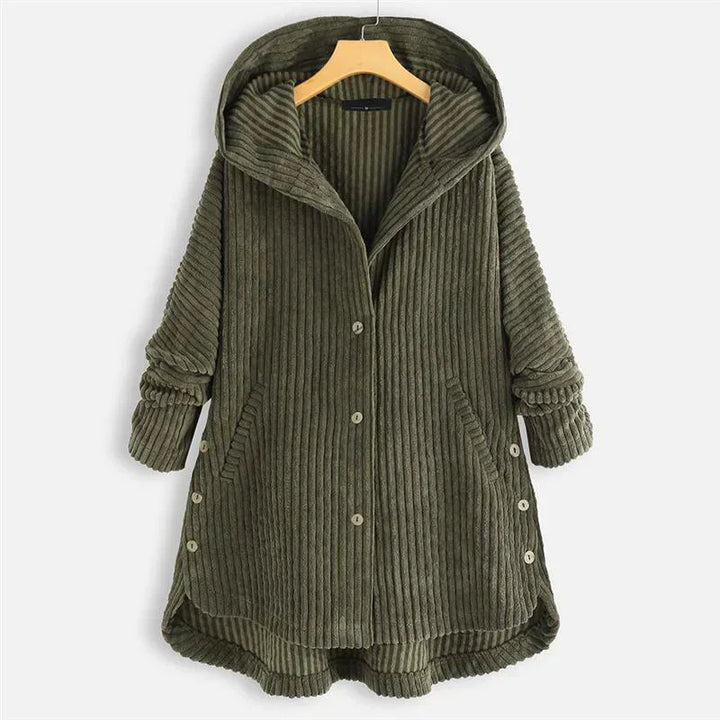 Stylish Hooded Ribbed Coat