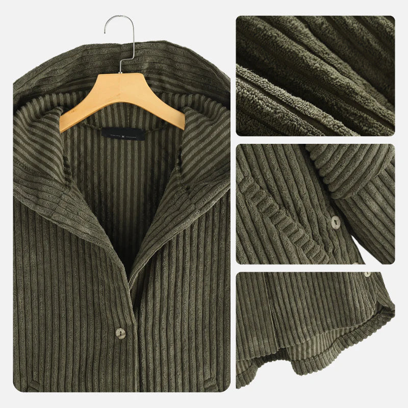 Stylish Hooded Ribbed Coat