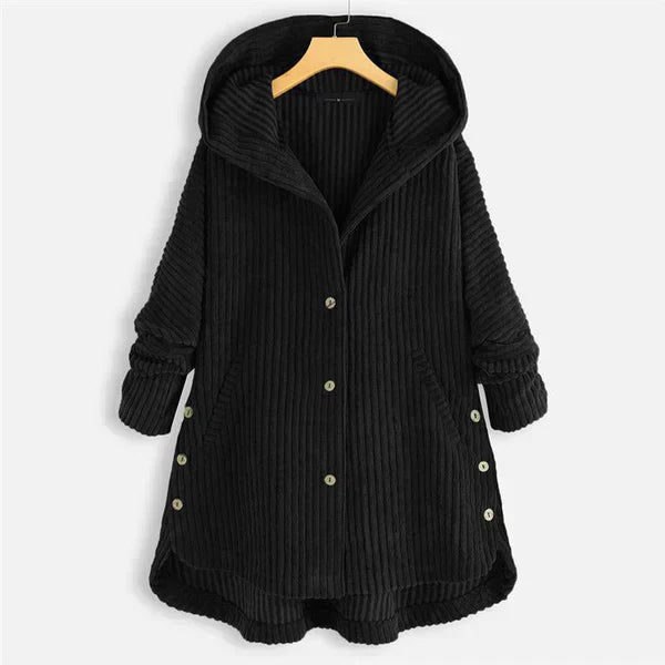 Stylish Hooded Ribbed Coat